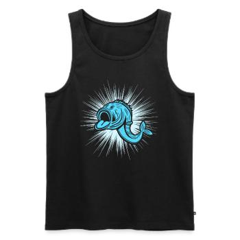 Morue de pêcheur tête de poisson Vintage - Débardeur bio Premium Homme - noir - Devant - Michal (187cm)