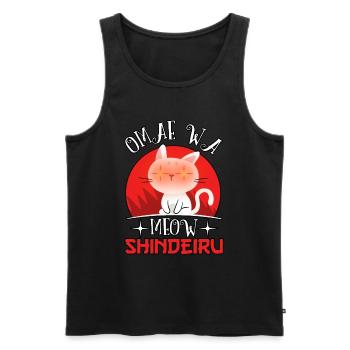 Omae Wa Mou Shindeiru Anime Meme Kawaii Cute Cat - Men's Premium Organic Tank Top - black - Front - AI Model Male 178 light (178cm)