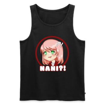 Anime fille disant nani - Débardeur bio Premium Homme - noir - Devant - AI Model Male 178 light (178cm)
