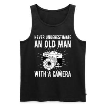 photographer - Men's Premium Organic Tank Top - black - Front - Michal (187cm)