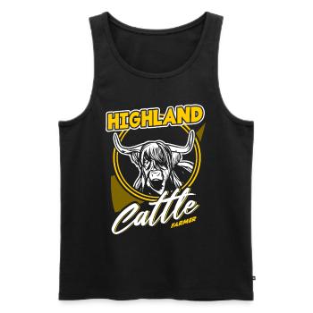 Hochlandrind Highland Cattle Illustration - Männer Premium Bio Tank Top - Schwarz - Vorne - AI Model Male 178 light (178cm)
