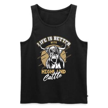 Hochlandrind Hörner Fell Highland Cattle - Männer Premium Bio Tank Top - Schwarz - Vorne - AI Model Male 178 light (178cm)