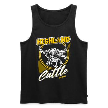 Highland Cattle Hochlandrind - Männer Premium Bio Tank Top - Schwarz - Vorne - AI Model Male 178 light (178cm)
