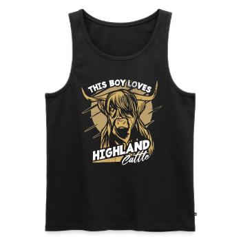 Highland Cattle mit Zotteligem Fell Hörner - Männer Premium Bio Tank Top - Schwarz - Vorne - AI Model Male 178 light (178cm)