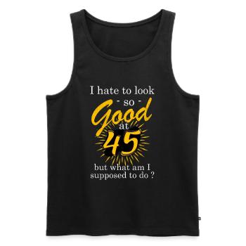 Birthday 45 years old - Men's Premium Organic Tank Top - black - Front - AI Model Male 178 light (178cm)