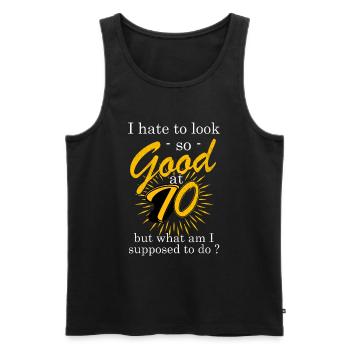 70th Birthday - Men's Premium Organic Tank Top - black - Front - AI Model Male 178 light (178cm)