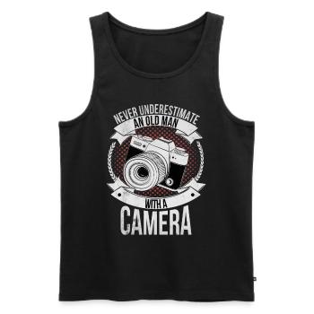 Photographe Caméraman - Débardeur bio Premium Homme - noir - Devant - Michal (187cm)