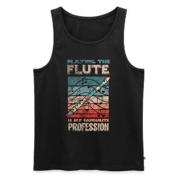 Vintage Blockflöte - Männer Premium Bio Tank Top - Schwarz - Vorne - AI Model Male 178 light (178cm)