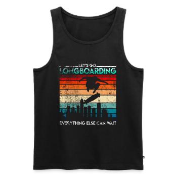 Retro Longboarder Longboard - Männer Premium Bio Tank Top - Schwarz - Vorne - AI Model Male 178 light (178cm)
