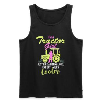 Tractor girl - Men's Premium Organic Tank Top - black - Front - Michal (187cm)