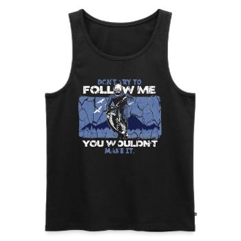 Mountain biker saying mountains - Men's Premium Organic Tank Top - black - Front - AI Model Male 178 light (178cm)