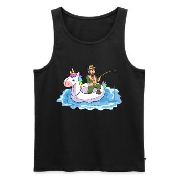 Fishing unicorn flotation rubber boat angler - Men's Premium Organic Tank Top - black - Front - Michal (187cm)