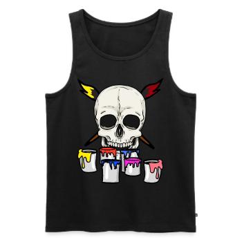Skull Artist Painter Professions Job Brush - Men's Premium Organic Tank Top - black - Front - Michal (187cm)