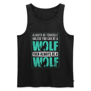 Loup - Débardeur bio Premium Homme - noir - Devant - Michal (187cm)