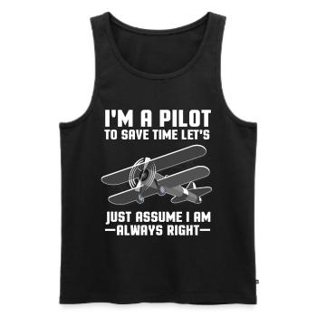 pilot - Men's Premium Organic Tank Top - black - Front - Michal (187cm)