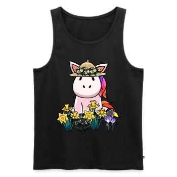 Licorne Créature mythique Fleurs d’été Botanique fantastique - Débardeur bio Premium Homme - noir - Devant - Michal (187cm)