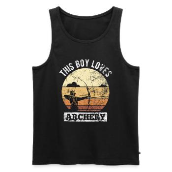 Retro archer archery bow - Men's Premium Organic Tank Top - black - Front - AI Model Male 178 light (178cm)