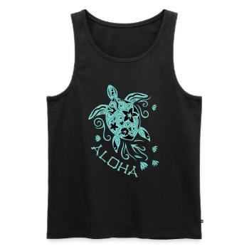 Beautiful mandala turtle with the saying Aloha - Men's Premium Organic Tank Top - black - Front - AI Model Male 178 light (178cm)