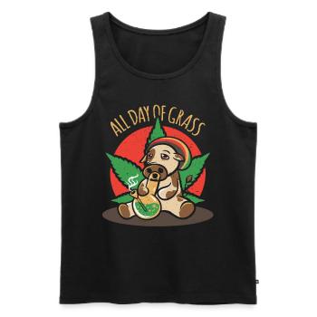 A farm cow with a bong smokes grass - Men's Premium Organic Tank Top - black - Front - AI Model Male 178 light (178cm)