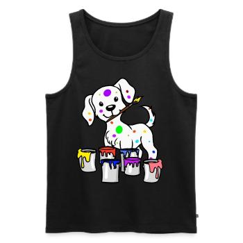 Hund Künstler Maler Kunst Pinsel Berufe Job - Männer Premium Bio Tank Top - Schwarz - Vorne - Michal (187cm)
