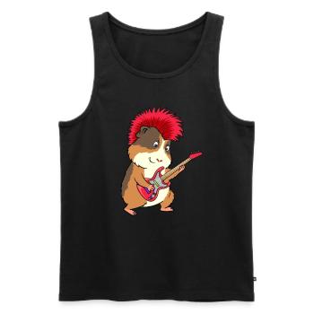 Lustiges Meerschweinchen Punk Rock Gitarre Musik - Männer Premium Bio Tank Top - Schwarz - Vorne - Michal (187cm)
