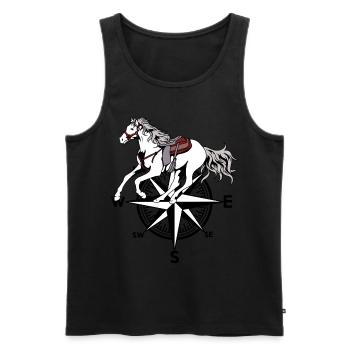 Quarterhorse horse equine rider tour compass - Men's Premium Organic Tank Top - black - Front - AI Model Male 178 light (178cm)