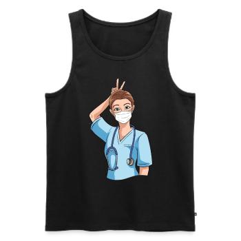 Funny nurse with humor - Men's Premium Organic Tank Top - black - Front - AI Model Male 178 light (178cm)