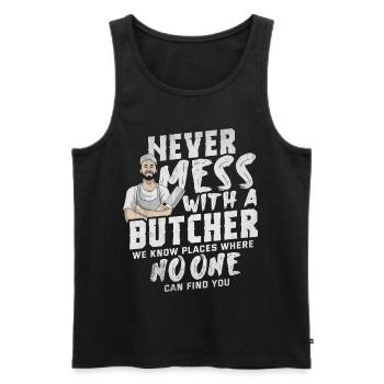 Metzger Fleisch Schlachter Wurst Geschenk - Männer Premium Bio Tank Top - Schwarz - Vorne - Michal (187cm)