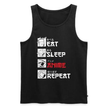 Eat Sleep Anime Repeat Gift - Débardeur bio Premium Homme - noir - Devant - Michal (187cm)