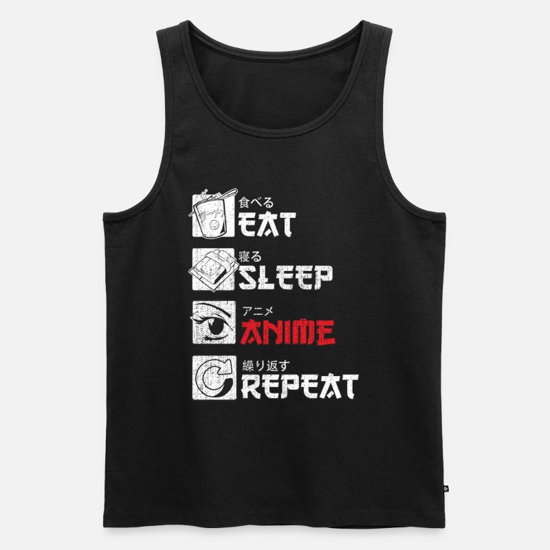 Eat Sleep Anime Repeat Geschenk - Männer Premium Bio Tank Top - Schwarz