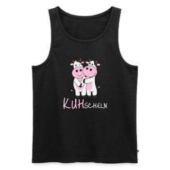 Kühe knuddeln gerne Kuhscheln verliebt umarmen - Männer Premium Bio Tank Top - Schwarz - Vorne - Michal (187cm)