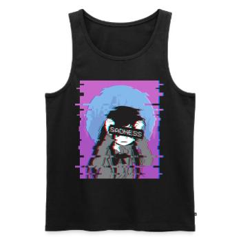 Sad Anime Girl - Japanese Otaku Vaporwave Geschenk - Männer Premium Bio Tank Top - Schwarz - Vorne - AI Model Male 178 light (178cm)