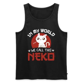 Kawaii Neko Cat Anime Saying Gift - Men's Premium Organic Tank Top - black - Front - AI Model Male 178 light (178cm)