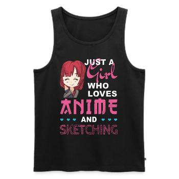 Just A Girl Who Loves Anime and Sketching Geschenk - Männer Premium Bio Tank Top - Schwarz - Vorne - AI Model Male 178 light (178cm)