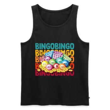 Bingo numéro porte-bonheur loto cadeau grand-père grand-mère - Débardeur bio Premium Homme - noir - Devant - AI Model Male 178 light (178cm)