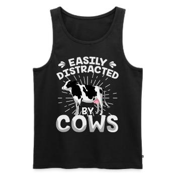 Vaches vache boeuf vache laitière fermier vache veaux - Débardeur bio Premium Homme - noir - Devant - AI Model Male 178 light (178cm)