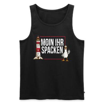 Nord deutscher Möwen Moin Spacken Plattdeutsch - Männer Premium Bio Tank Top - Schwarz - Vorne - Michal (187cm)