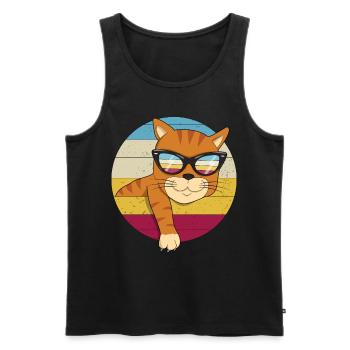 Vintage rothaar Katze Sonnenbrille Katzenliebhaber - Männer Premium Bio Tank Top - Schwarz - Vorne - AI Model Male 178 light (178cm)