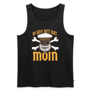 Plattdeutsch Bi uns het dat Moin für Norddeutsche - Männer Premium Bio Tank Top - Schwarz - Vorne - Michal (187cm)
