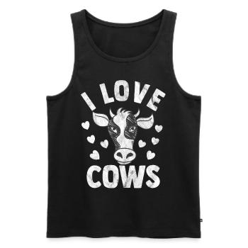 Vache vache laitière Agriculteur Cow Veaux Mamelles - Débardeur bio Premium Homme - noir - Devant - AI Model Male 178 light (178cm)