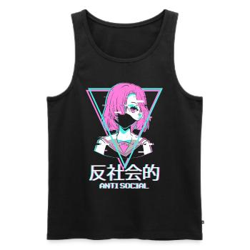 Antisocial Vaporwave Anime Girl Aesthetic Cadeau - Débardeur bio Premium Homme - noir - Devant - Michal (187cm)