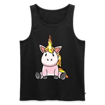 Feu feu feu chaleur licorne fantasy - Débardeur bio Premium Homme - noir - Devant - AI Model Male 178 light (178cm)
