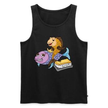 Butter with the fish Low German saying - Men's Premium Organic Tank Top - black - Front - AI Model Male 178 light (178cm)