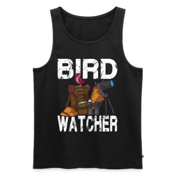 Observateur d'oiseaux pour un ornithologue - Débardeur bio Premium Homme - noir - Devant - AI Model Male 178 light (178cm)