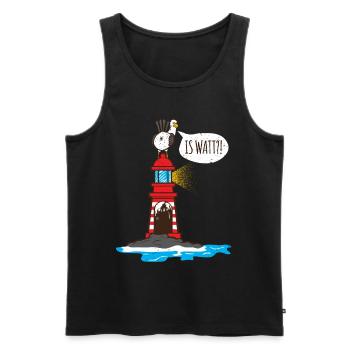 Seagull lighthouse is Watt on the North Sea coast - Men's Premium Organic Tank Top - black - Front - AI Model Male 178 light (178cm)