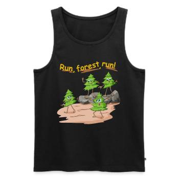 Fir tree run forest run in the forest as a jogger - Men's Premium Organic Tank Top - black - Front - Michal (187cm)