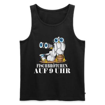 Moin plattdeutsch norddeutsch Möwen Fischbrötchen - Männer Premium Bio Tank Top - Schwarz - Vorne - Michal (187cm)