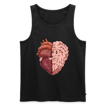 Funny heart love brain mind teamwork - Men's Premium Organic Tank Top - black - Front - Michal (187cm)
