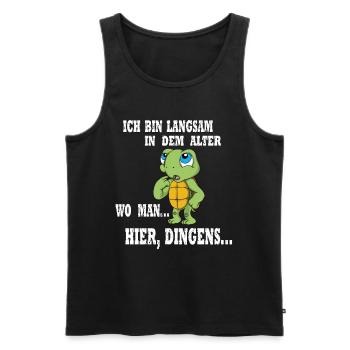 Schildkröte 60 Geburtstag im Jahrgang 1960 Alter - Männer Premium Bio Tank Top - Schwarz - Vorne - Michal (187cm)