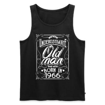1966 year of birth born in present from Bursdag grandpa - Men's Premium Organic Tank Top - black - Front - AI Model Male 178 light (178cm)